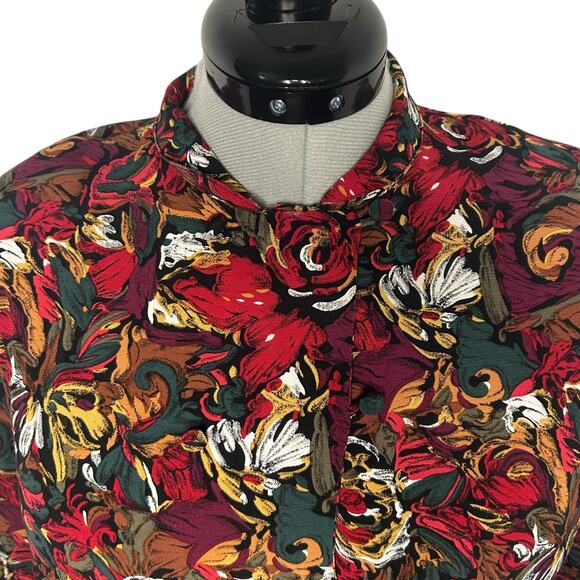Vintage Maximalist Button Up Short Sleeve Blouse Size 8 - Picture 4 of 7